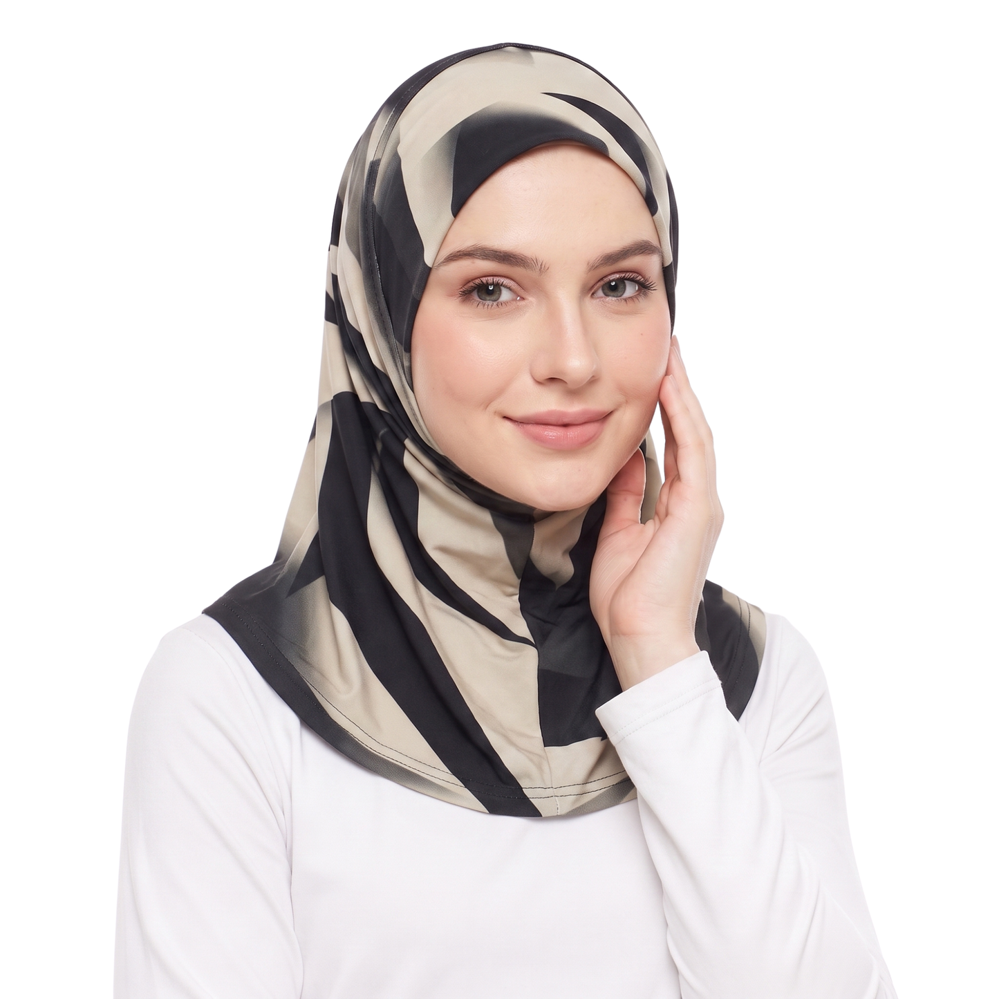 حجاب ليكرا منقوش قطعة واحدة