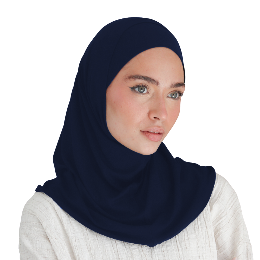 حجاب قطن قطعتين سوري لون كحلي ALTOBEH - تصميم عملي بدون دبابيس.
