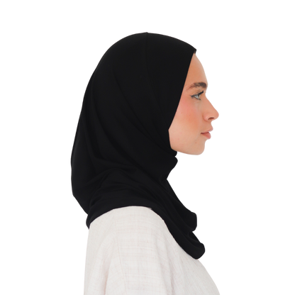 حجاب قطن قطعة واحدة لون أسود ALTOBEH - تغطية كاملة وثبات بدون دبابيس