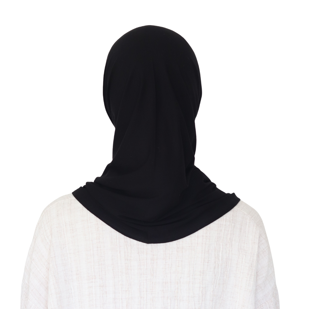 حجاب قطن قطعة واحدة لون أسود ALTOBEH - تغطية كاملة وثبات بدون دبابيس