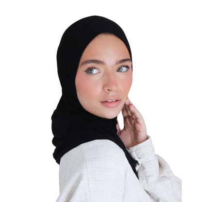 حجاب قطن قطعة واحدة لون أسود ALTOBEH - تغطية كاملة وثبات بدون دبابيس