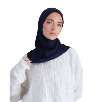 حجاب قطن قطعة واحدة لون كحلي ALTOBEH - تصميم عملي ومريح للمحجبات.