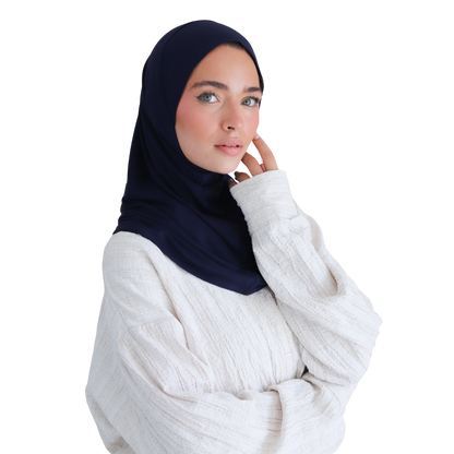 حجاب قطن قطعة واحدة لون كحلي ALTOBEH - تصميم عملي ومريح للمحجبات.