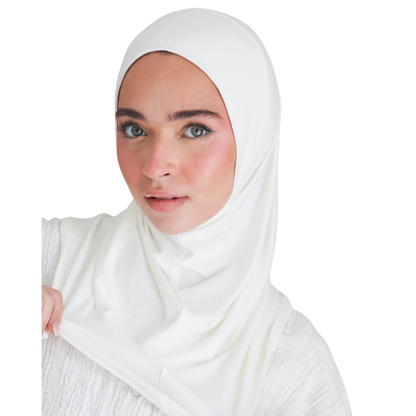 حجاب قطن قطعة واحدة لون أوف وايت ALTOBEH - ملمس طبيعي بارد وثبات فائق.