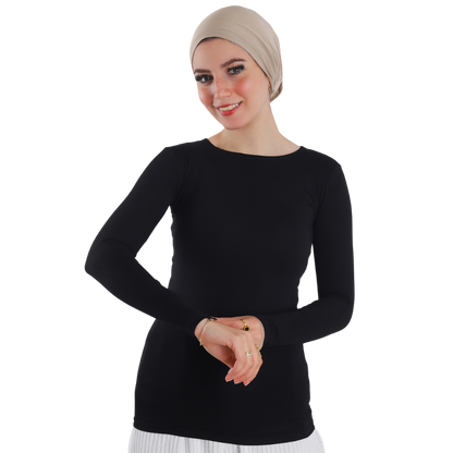 Cotton Round-Neck Bodysuit with Long Sleeve