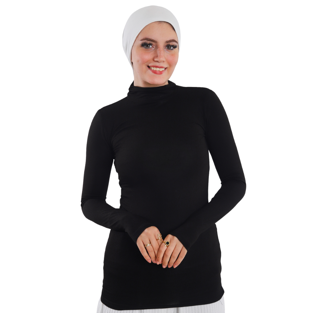 بودي قطن نصف رقبة بأكمام طويلة