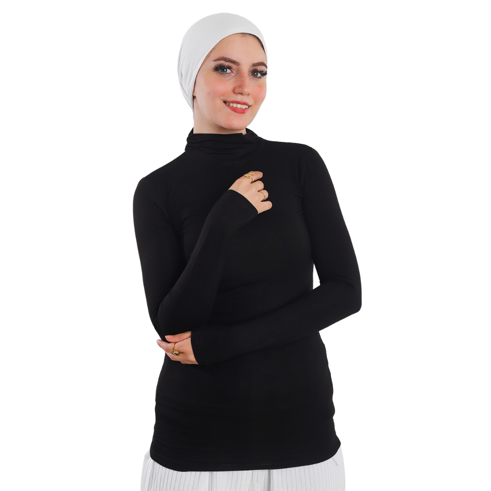 بودي قطن نصف رقبة بأكمام طويلة