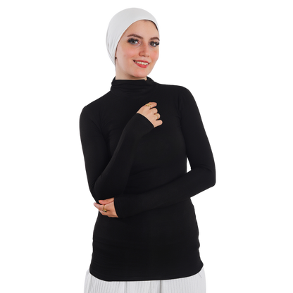 بودي قطن نصف رقبة بأكمام طويلة