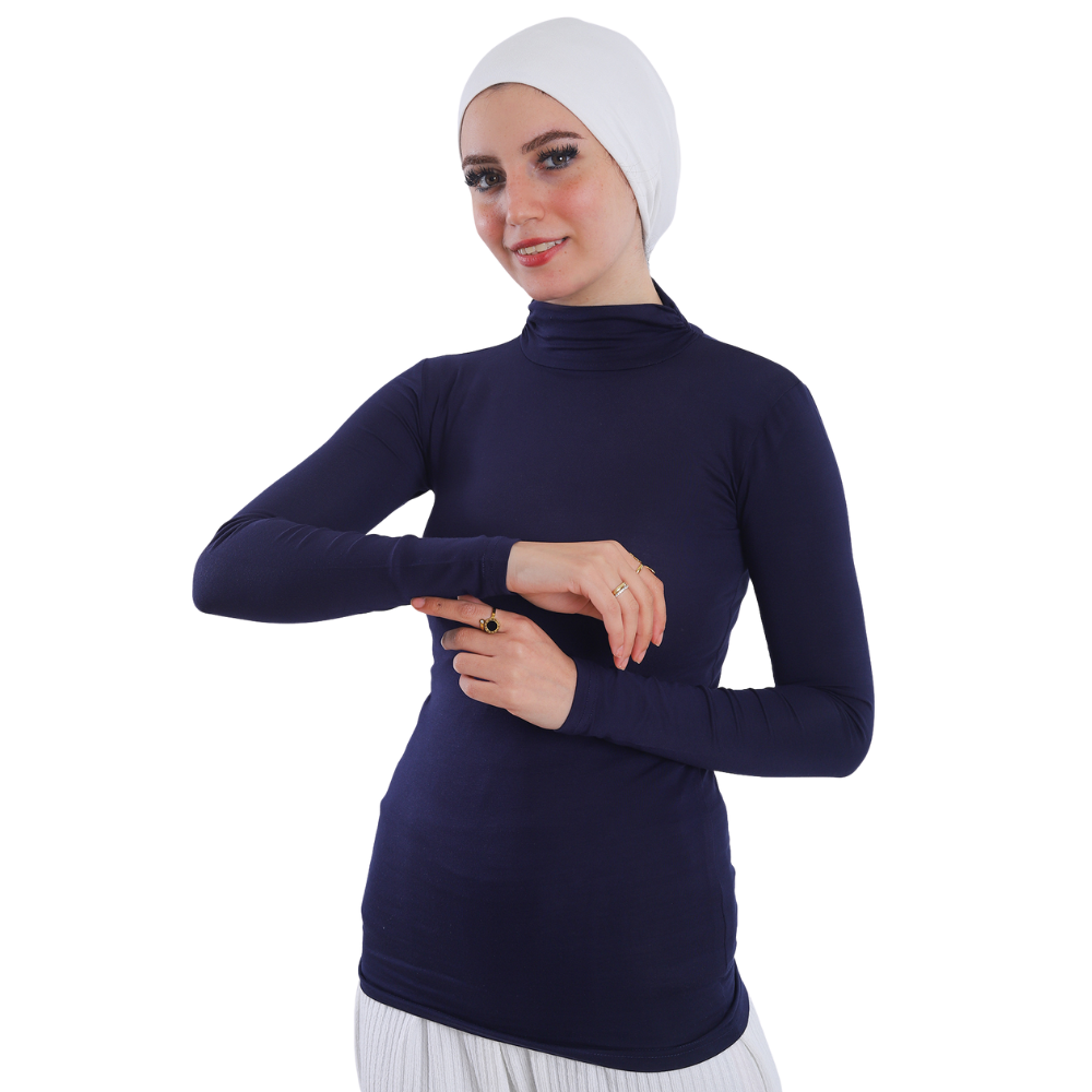 بودي قطن نصف رقبة بأكمام طويلة