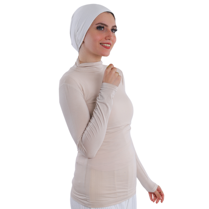 بودي قطن نصف رقبة بأكمام طويلة