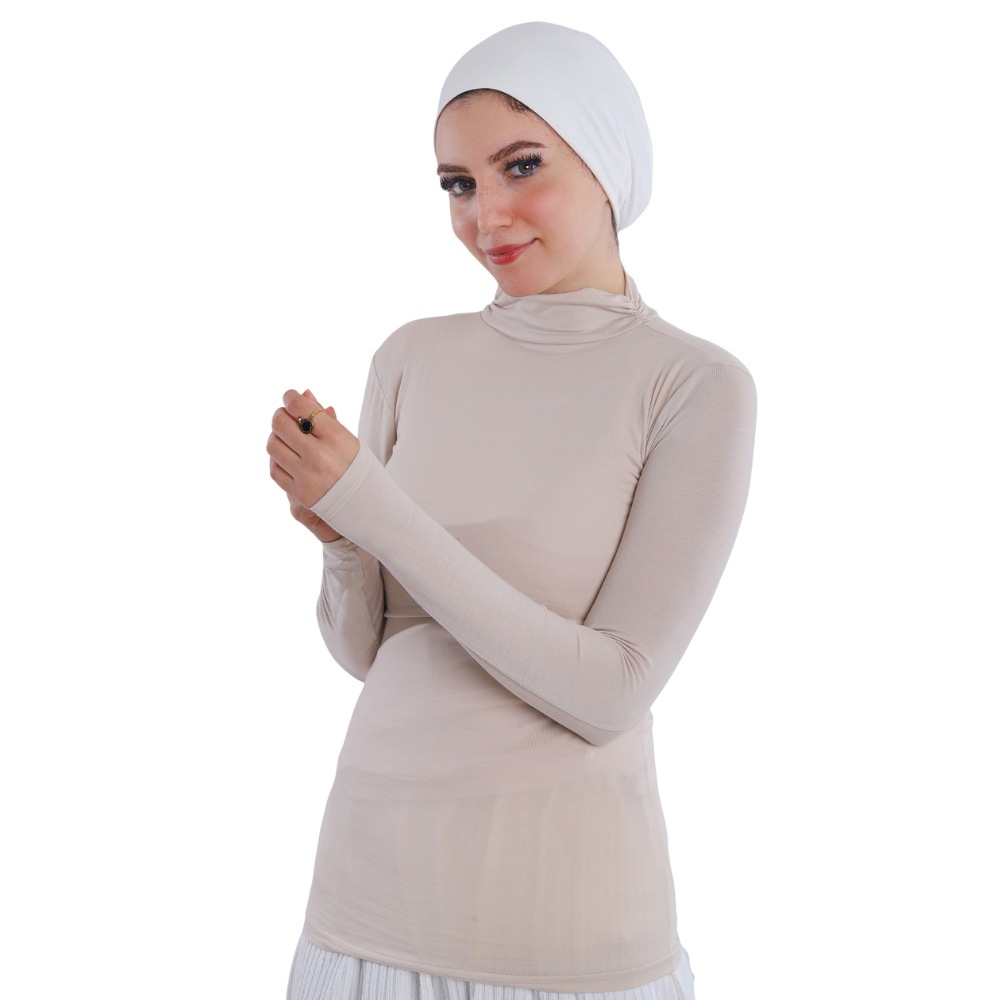 بودي قطن نصف رقبة بأكمام طويلة