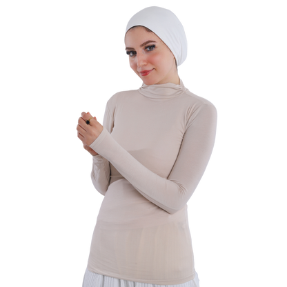 بودي قطن نصف رقبة بأكمام طويلة