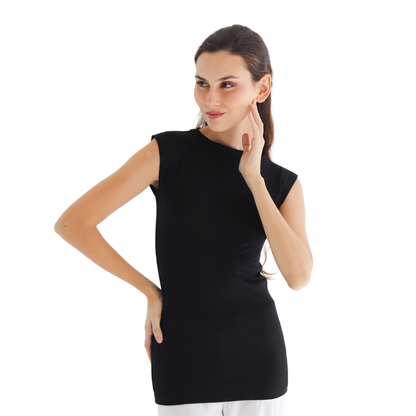 Cotton Half-Neck Doubl- Layer Sleeveless Bodysuit