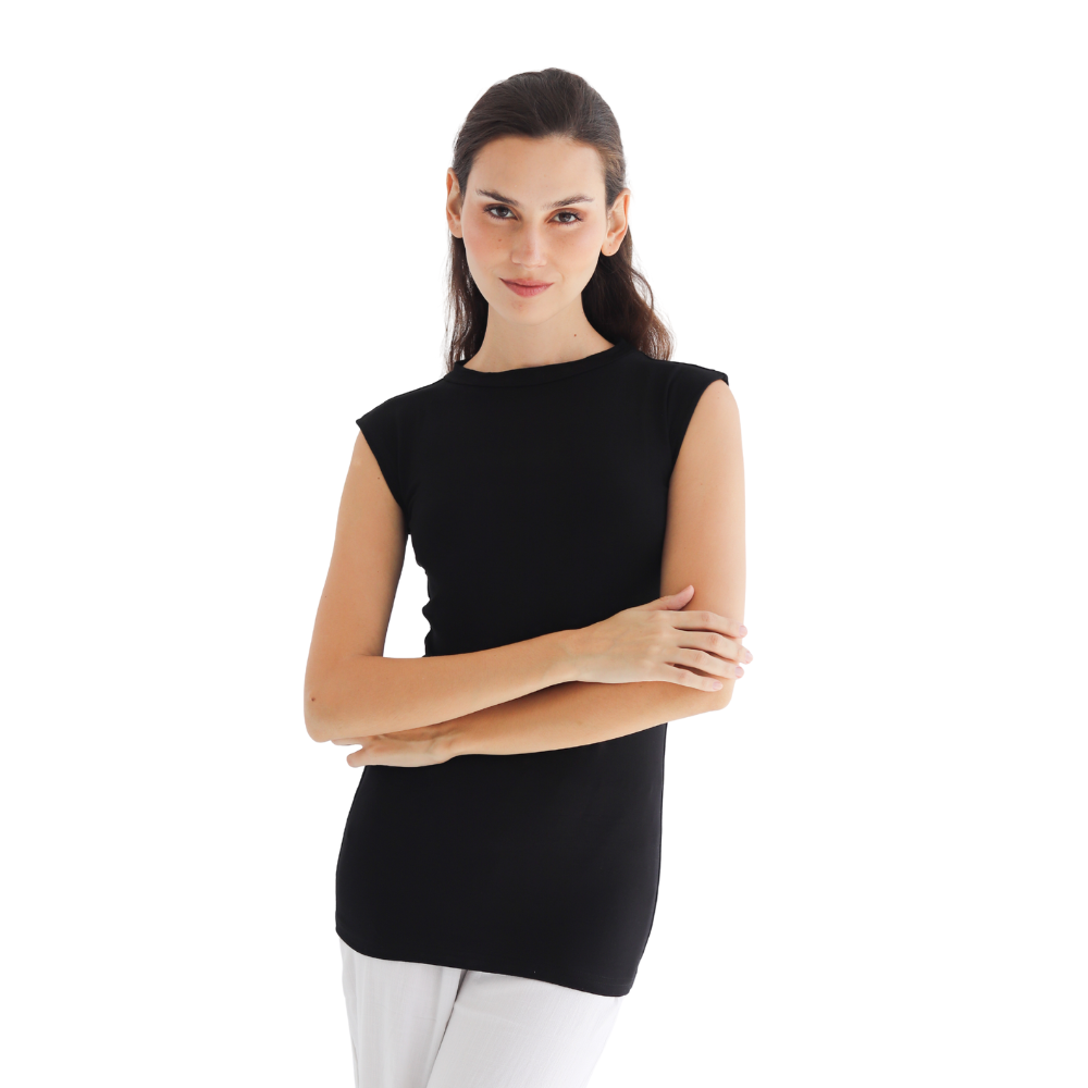 Cotton Half-Neck Doubl- Layer Sleeveless Bodysuit