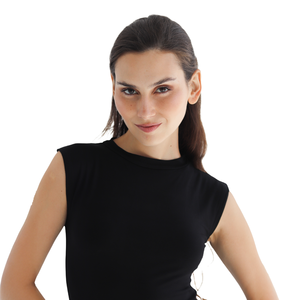 Cotton Half-Neck Doubl- Layer Sleeveless Bodysuit