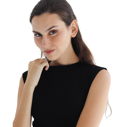 Cotton Half-Neck Doubl- Layer Sleeveless Bodysuit