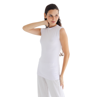 Cotton Half-Neck Doubl- Layer Sleeveless Bodysuit