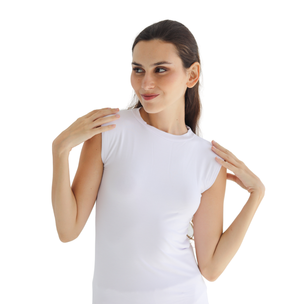 Cotton Half-Neck Doubl- Layer Sleeveless Bodysuit