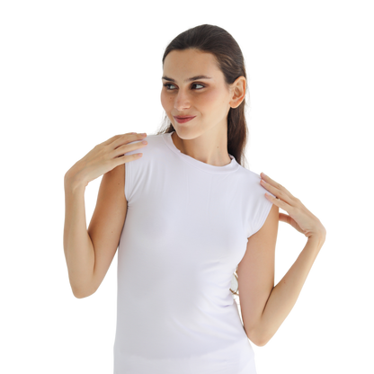 Cotton Half-Neck Doubl- Layer Sleeveless Bodysuit