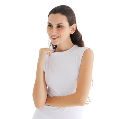 Cotton Half-Neck Doubl- Layer Sleeveless Bodysuit