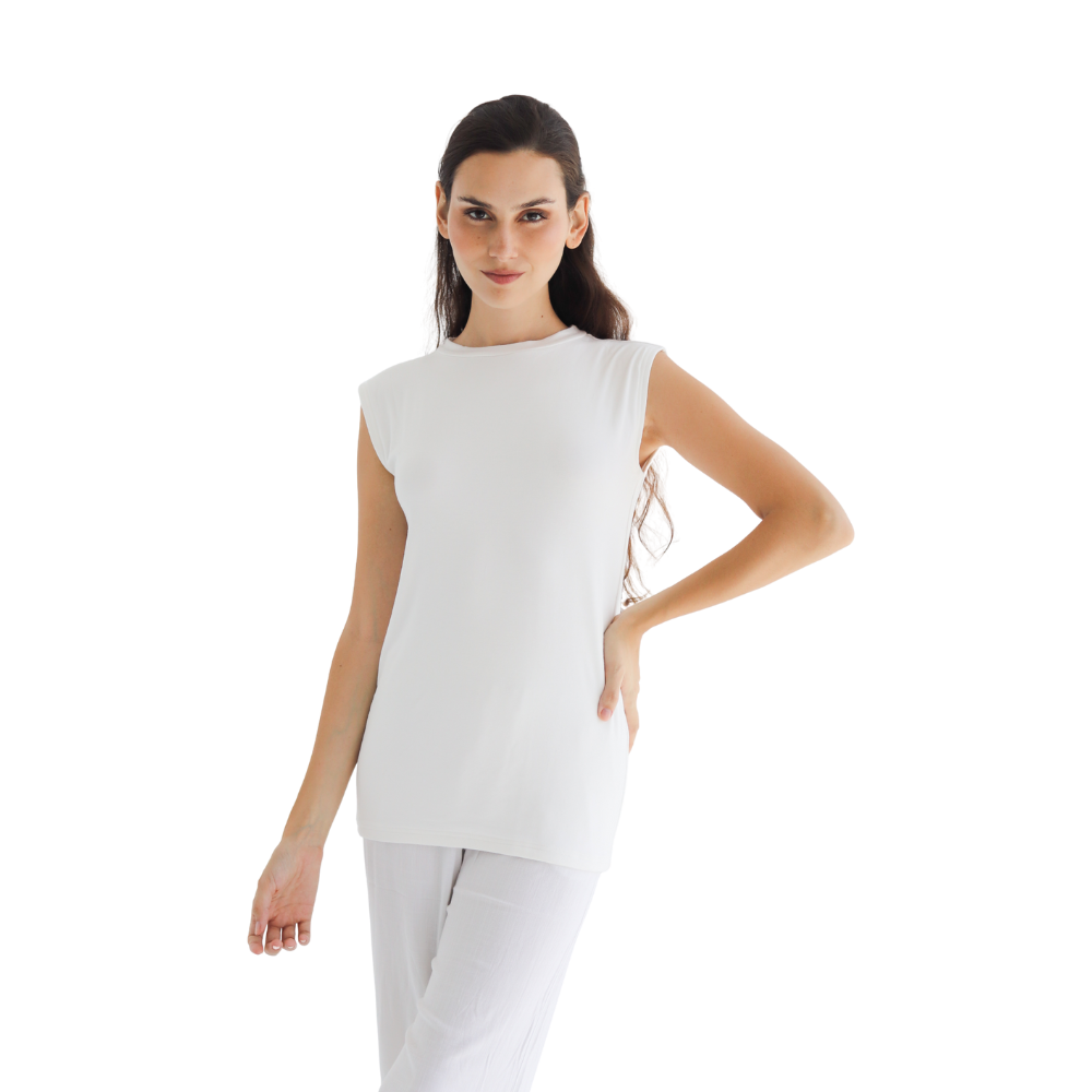 Cotton Half-Neck Doubl- Layer Sleeveless Bodysuit