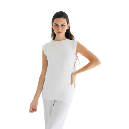 Cotton Half-Neck Doubl- Layer Sleeveless Bodysuit
