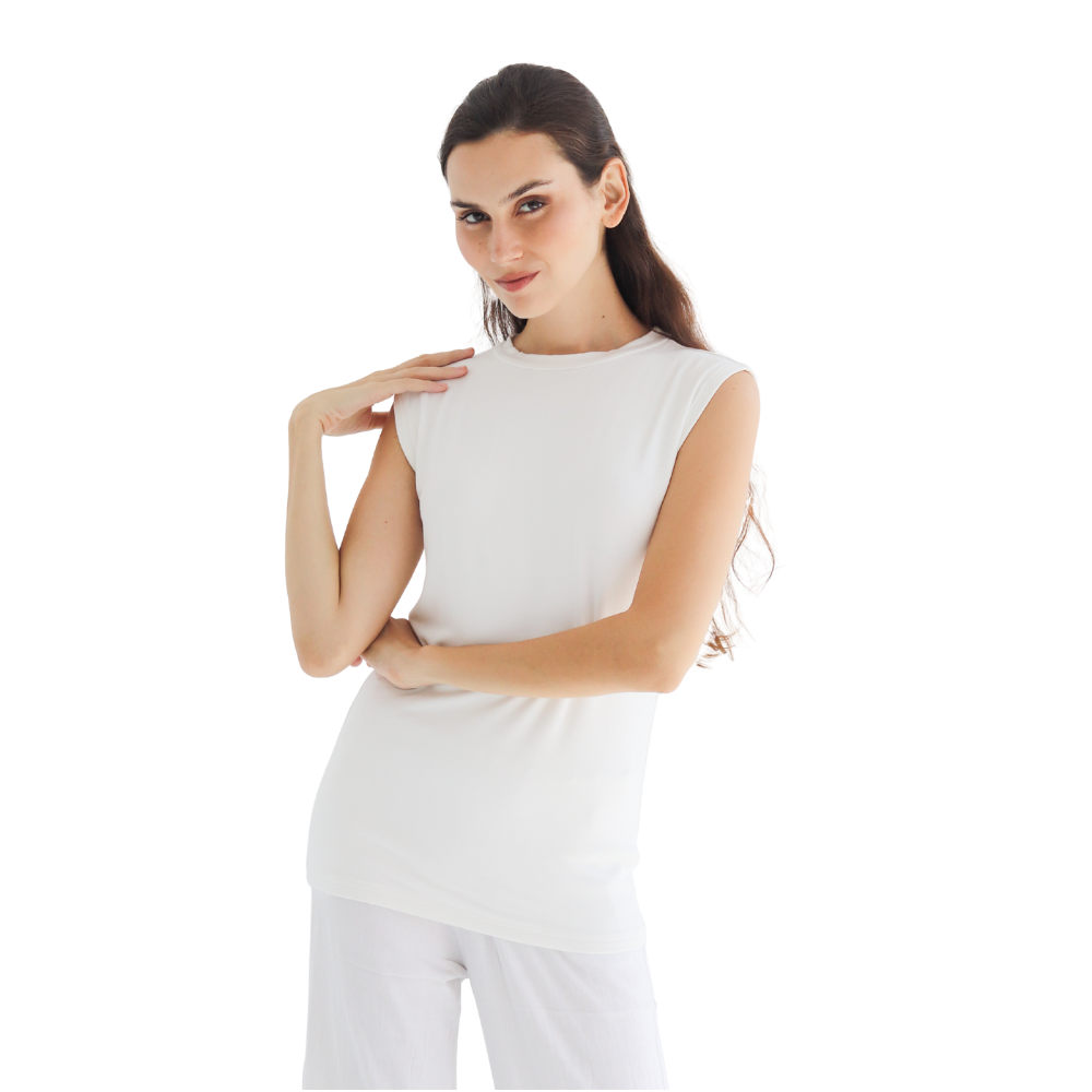 Cotton Half-Neck Doubl- Layer Sleeveless Bodysuit