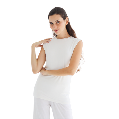 Cotton Half-Neck Doubl- Layer Sleeveless Bodysuit