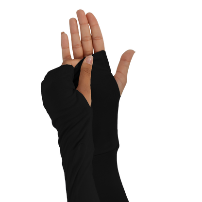 Cotton sleeves with finger hole cuff.