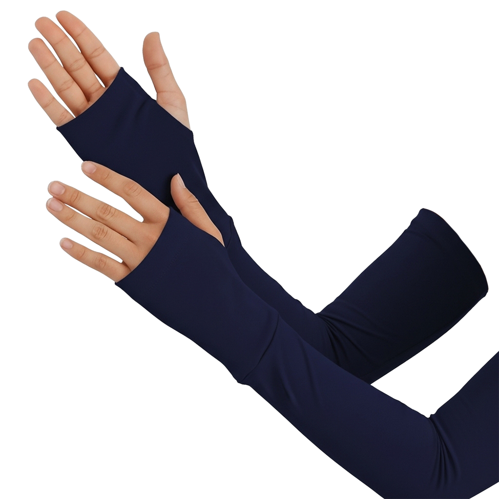 Cotton sleeves with finger hole cuff.