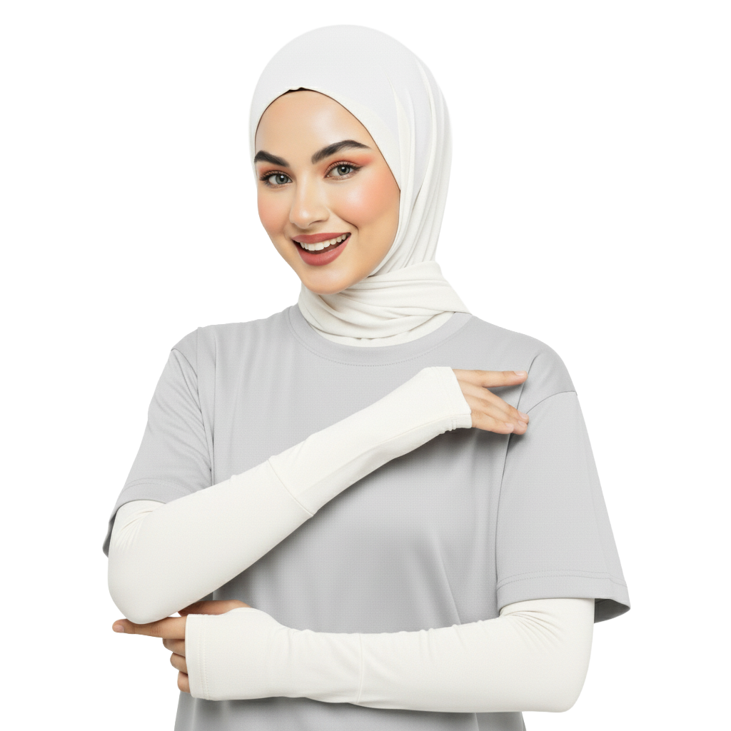 Cotton sleeves with finger hole cuff.