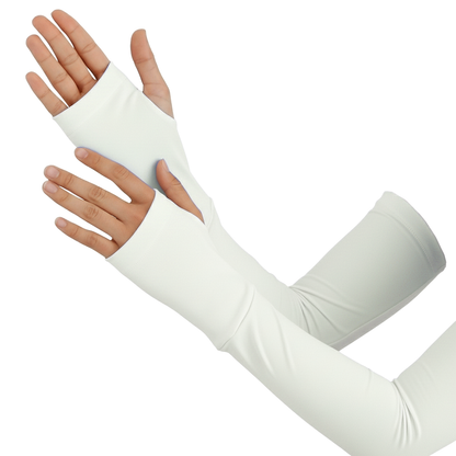 Cotton sleeves with finger hole cuff.