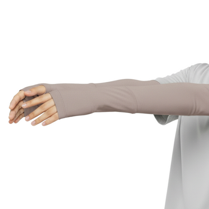 Cotton sleeves with finger hole cuff.