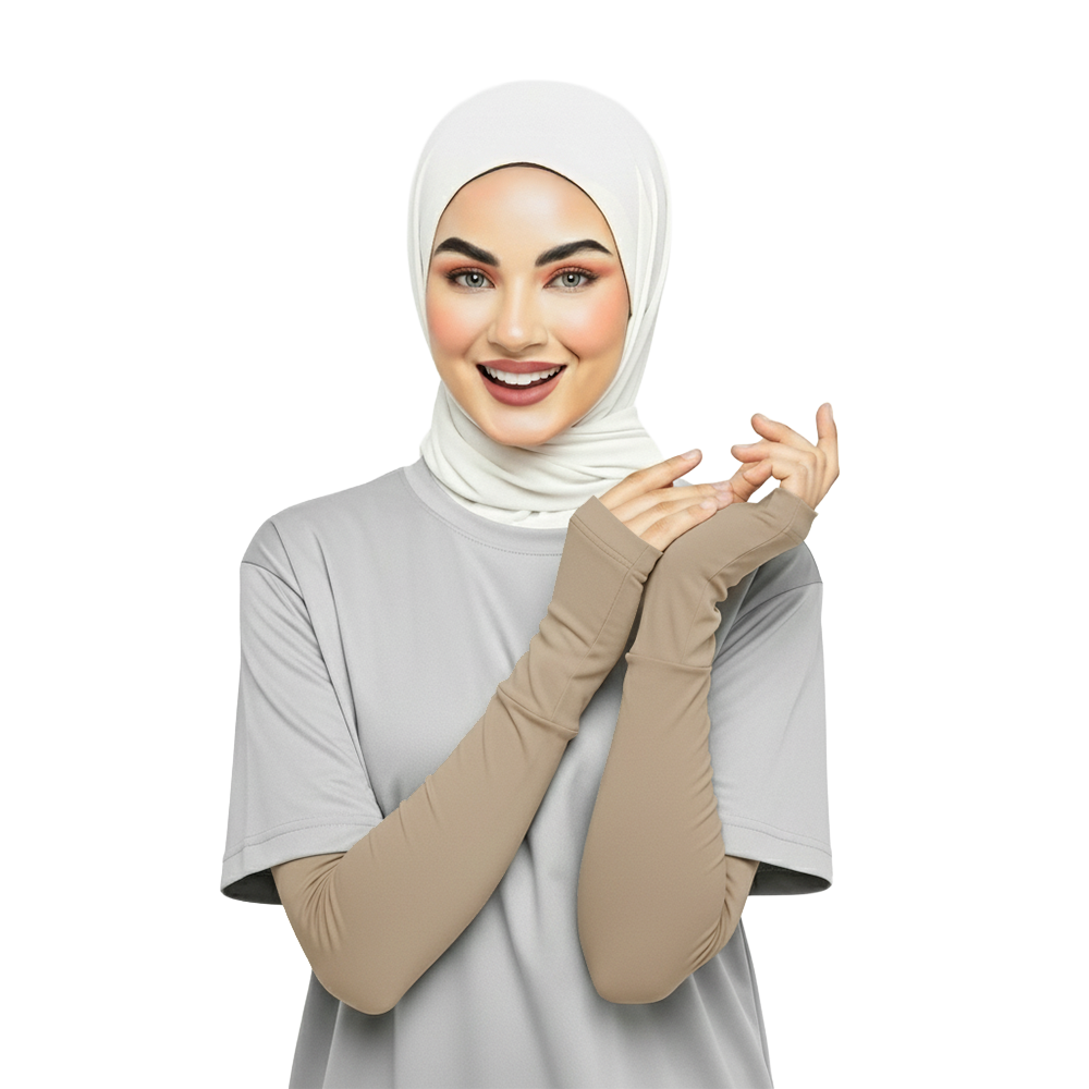 Cotton sleeves with finger hole cuff.