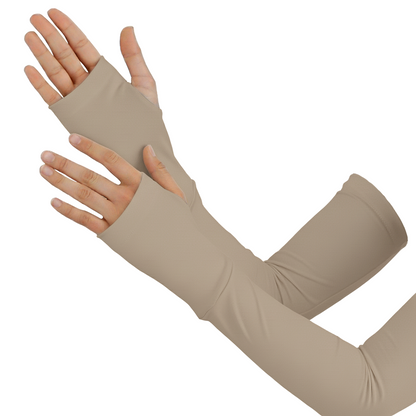 Cotton sleeves with finger hole cuff.