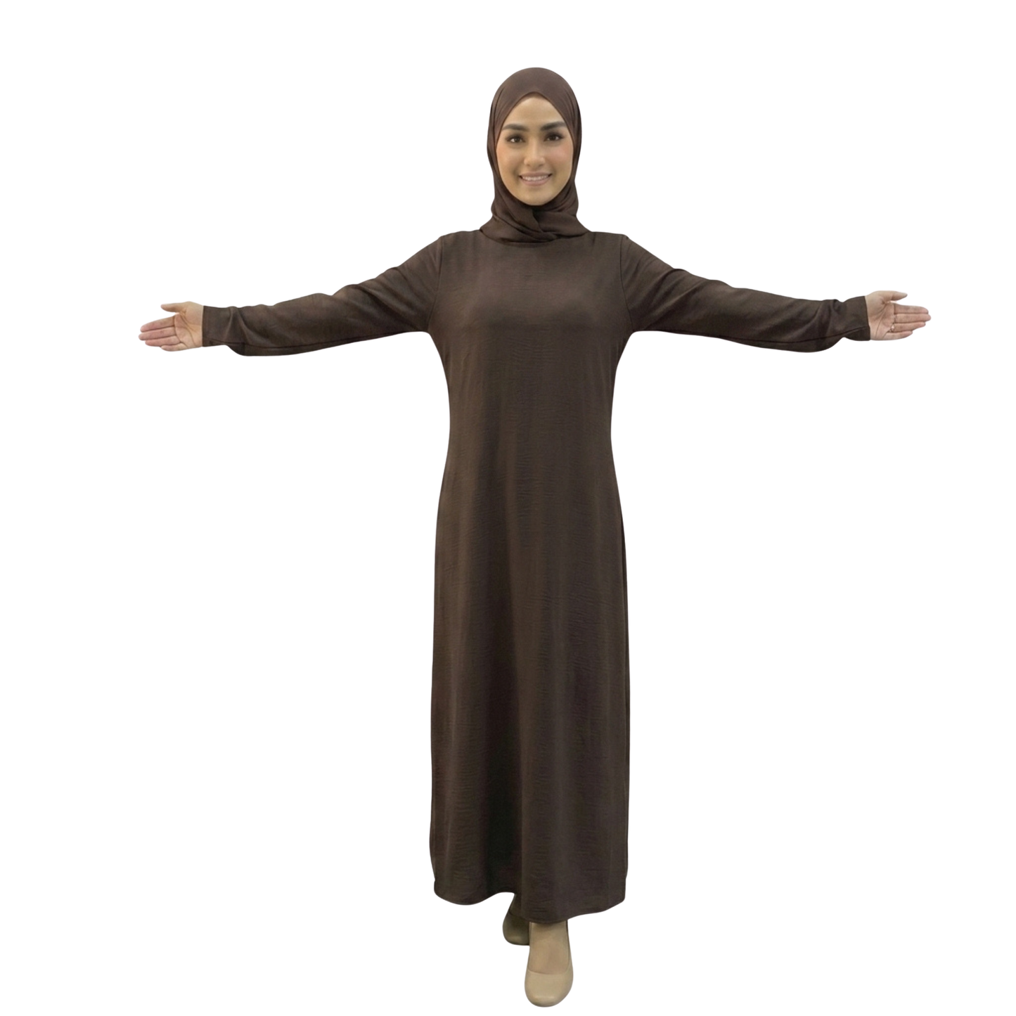 فستان بيزك طويل بأكمام طويلة