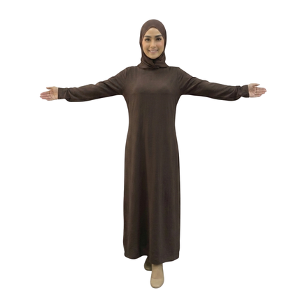 فستان بيزك طويل بأكمام طويلة