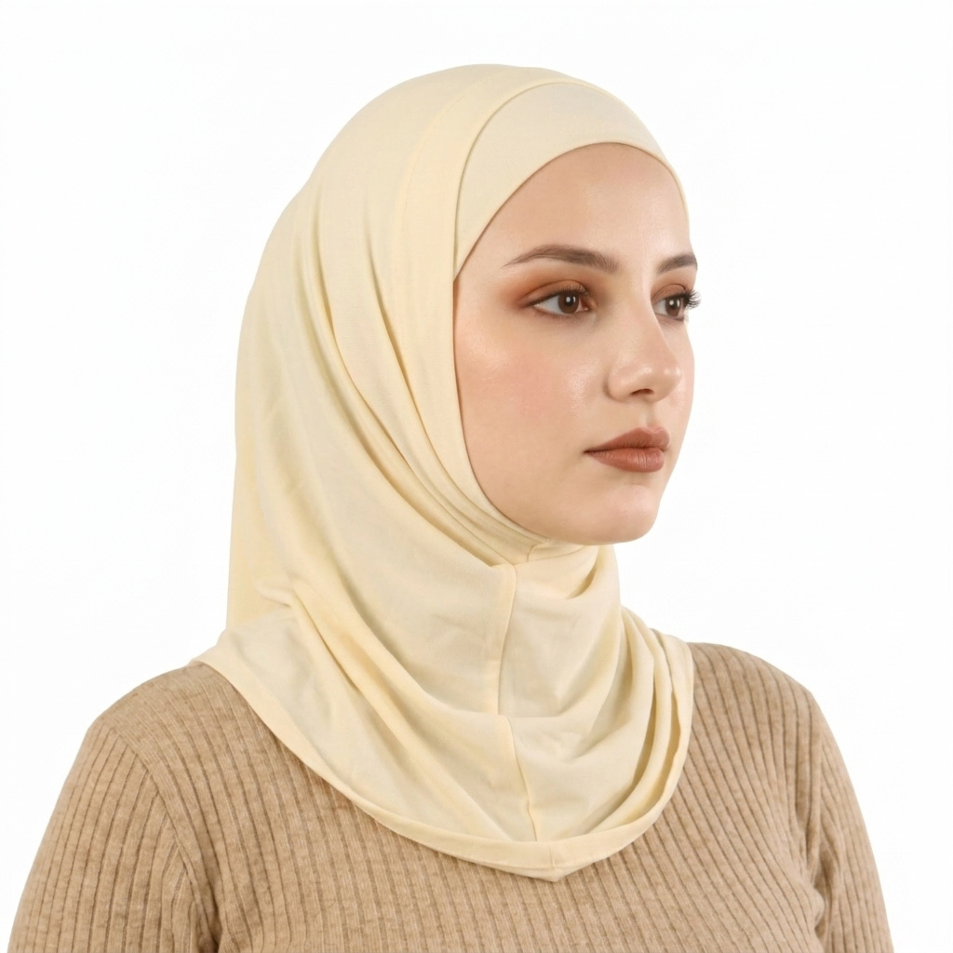 حجاب قطعتين سوري ليكرا  ALTOBEH - ثبات تام بدون دبابيس وخامة مرنة ومريحة.