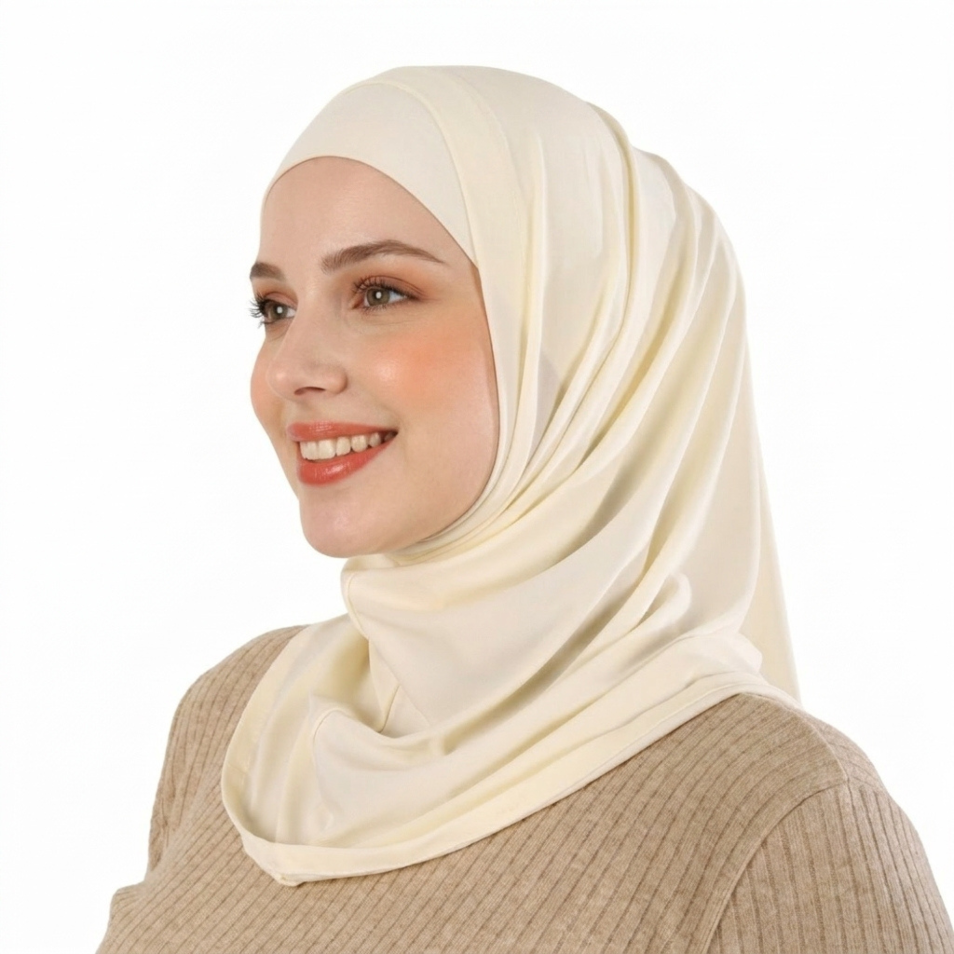 حجاب قطعتين سوري ليكرا  ALTOBEH - ثبات تام بدون دبابيس وخامة مرنة ومريحة.