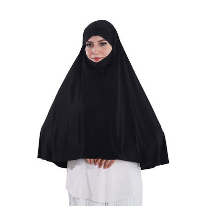 حجاب نقاب قطعة واحدة لون أسود ALTOBEH - تصميم مدمج وخامة ليكرا ناعمة.