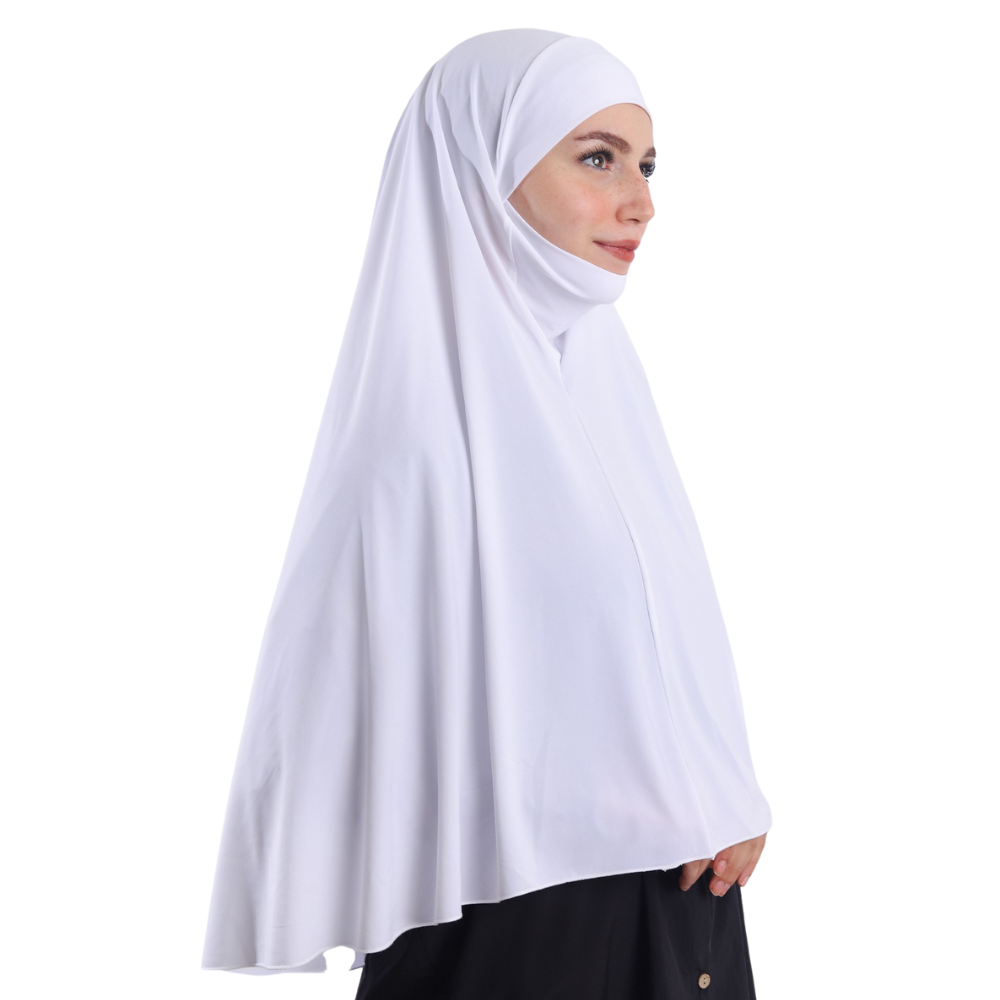 حجاب نقاب قطعة واحدة لون أبيض ALTOBEH - تغطية كاملة وسهولة في التنفس.
