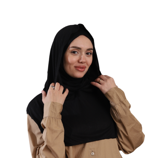 حجاب ايزي سكارف زودياك موديل ايزي وير لون أسود ALTOBEH - قطعة واحدة متصلة تلبيسة وكابيشو.