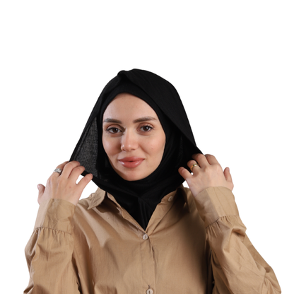حجاب ايزي سكارف زودياك موديل ايزي وير لون أسود ALTOBEH - قطعة واحدة متصلة تلبيسة وكابيشو.

