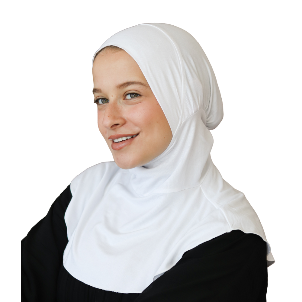 بونيه رقبة قطن لون أبيض ALTOBEH - قطعة أساسية للاحتشام بخامة ناعمة.