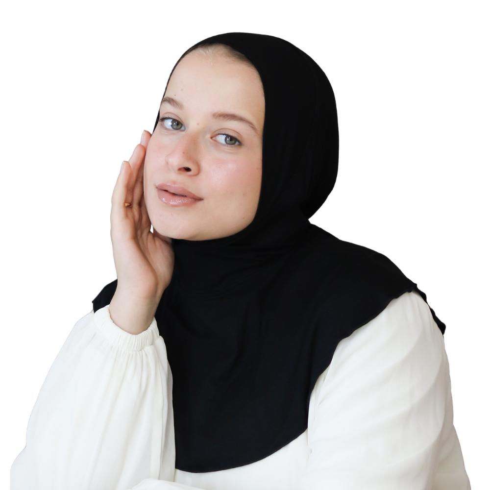 بونيه رقبة قطن لون أسود ALTOBEH - تغطية كاملة ومريحة تحت الملابس.