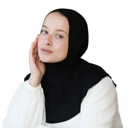 بونيه رقبة قطن لون أسود ALTOBEH - تغطية كاملة ومريحة تحت الملابس.