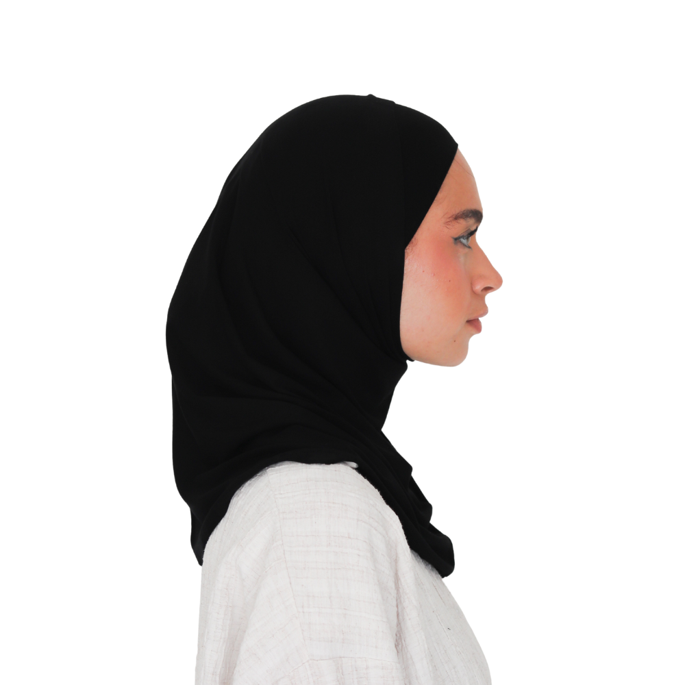 حجاب قطن قطعتين سوري لون أسود ALTOBEH - تغطية كاملة وثبات فائق.