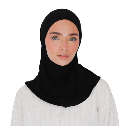حجاب قطن قطعتين سوري لون أسود ALTOBEH - تغطية كاملة وثبات فائق.