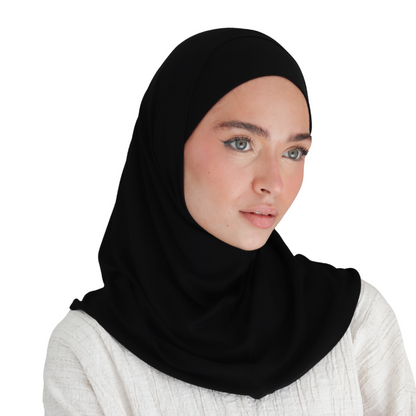 حجاب قطن قطعتين سوري لون أسود ALTOBEH - تغطية كاملة وثبات فائق.