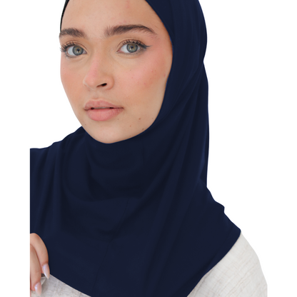 حجاب قطن قطعتين سوري لون كحلي ALTOBEH - تصميم عملي بدون دبابيس.